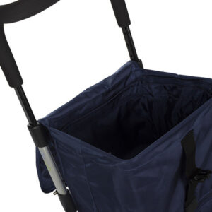 Blue Playcare walker with open lid, front view